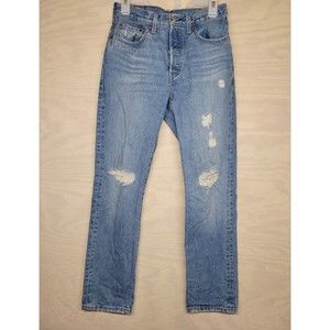 Levi's 501 Women's SZ 26 X 30 Button Fly Jeans High Waisted Distressed Light